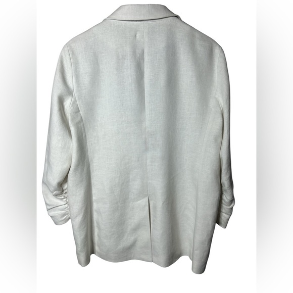Michael Michael Kors Women's Ruched Sleeve White Linen Blazer Sz 16 - Picture 4 of 14